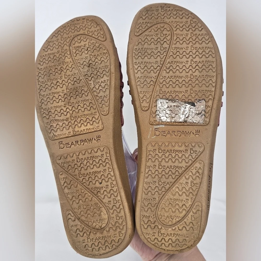 Bearpaw Women's Cedars Wine Faux Leather Slide Sandals Lightweight Casual Size 7